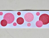 Red & pinks sparkly polka dots printed on white 1 1/2" grosgrain ribbon- Valentines day Il_170x135
