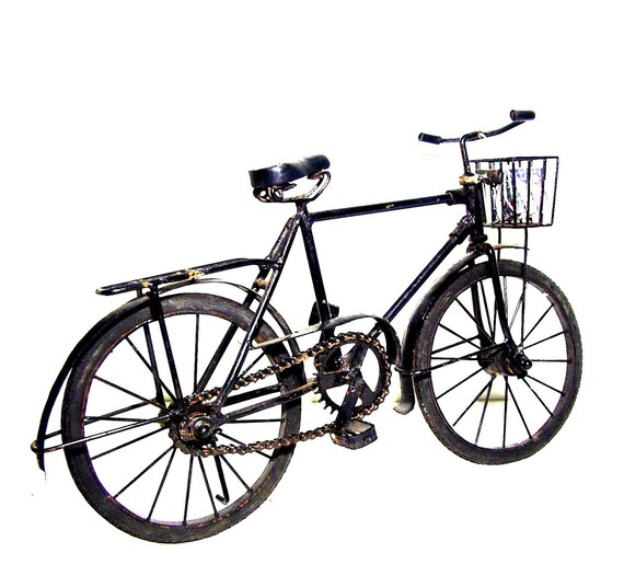 Vintage Bicycle Sculpture Black Metal Bike by OceansideCastle