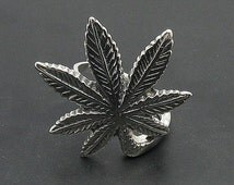thumbnail image 2 of Empress Solid 925 Sterling Silver Marijuana Cannabis Leaf Ring - Handmade Nickel-Free 2 of 5