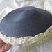 REDUCED 1950s Vintage Saucer Hat, Navy Blue and Ivory Straw, Great Condition, 1950s Retro Style