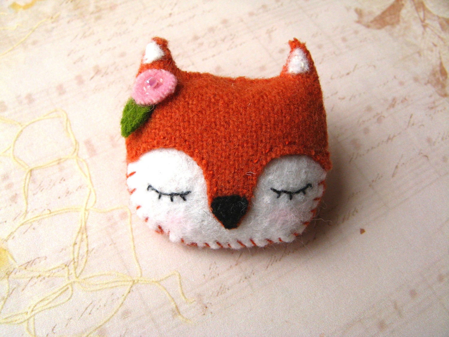 Fox Brooch Wool Felt Woodland Friend