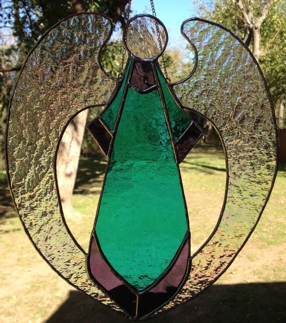 Contemporary Stained Glass Angel Suncatcher by PeaceLuvGlass