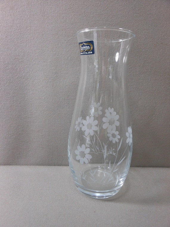 Etched Crystal Vase Pasabahce Turkey