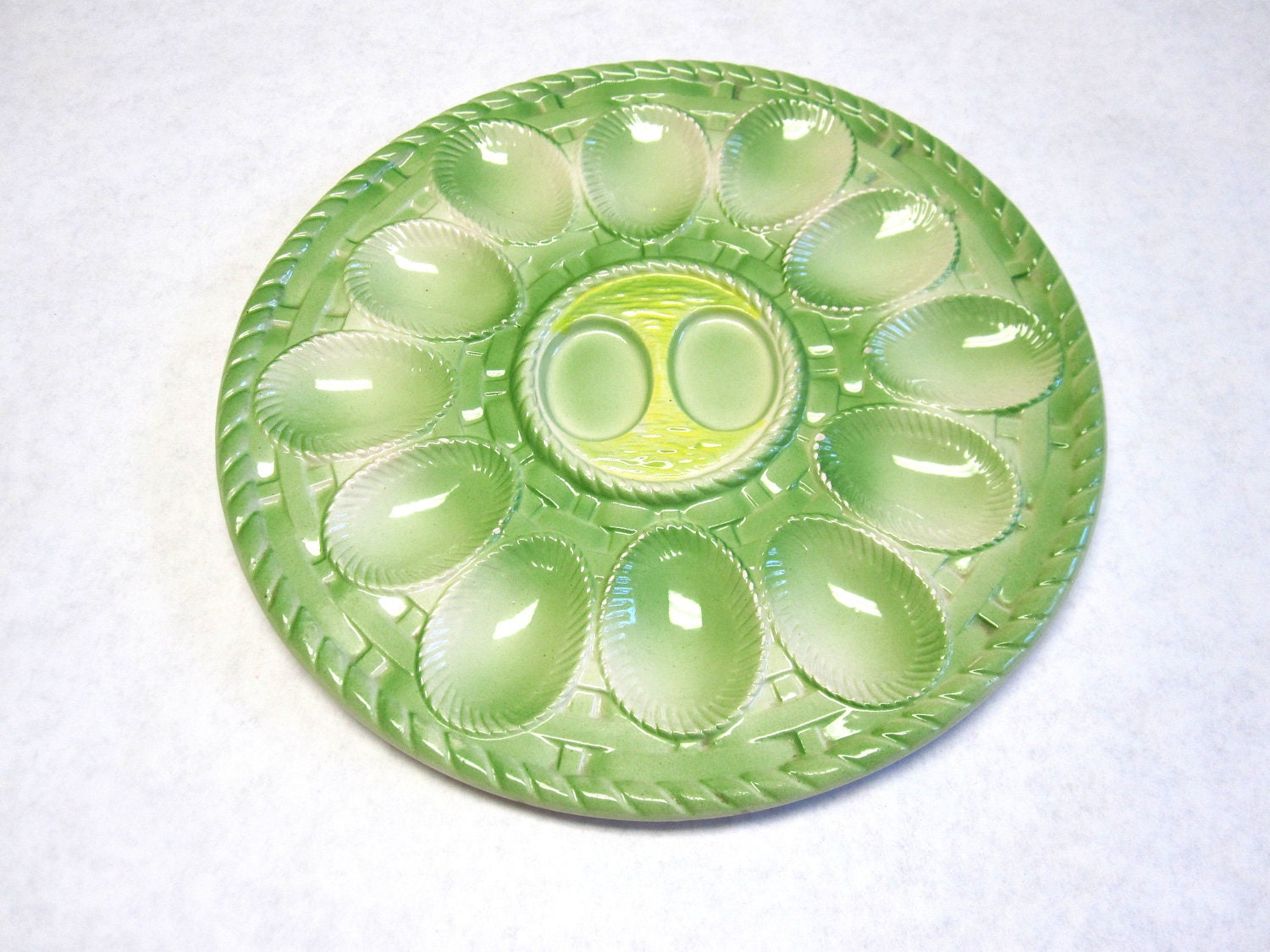 Deviled Egg Tray Holder Green Round Large Haute Juice