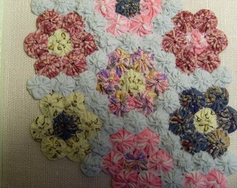 Miniature Yo-Yo Quilt Artwork