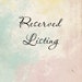 Reserved Listing for Rajka