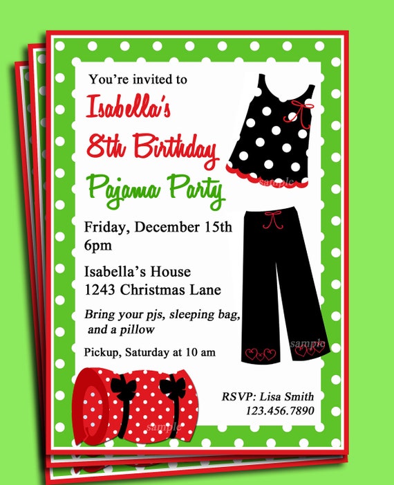 Pajama Birthday Party Invitations 4