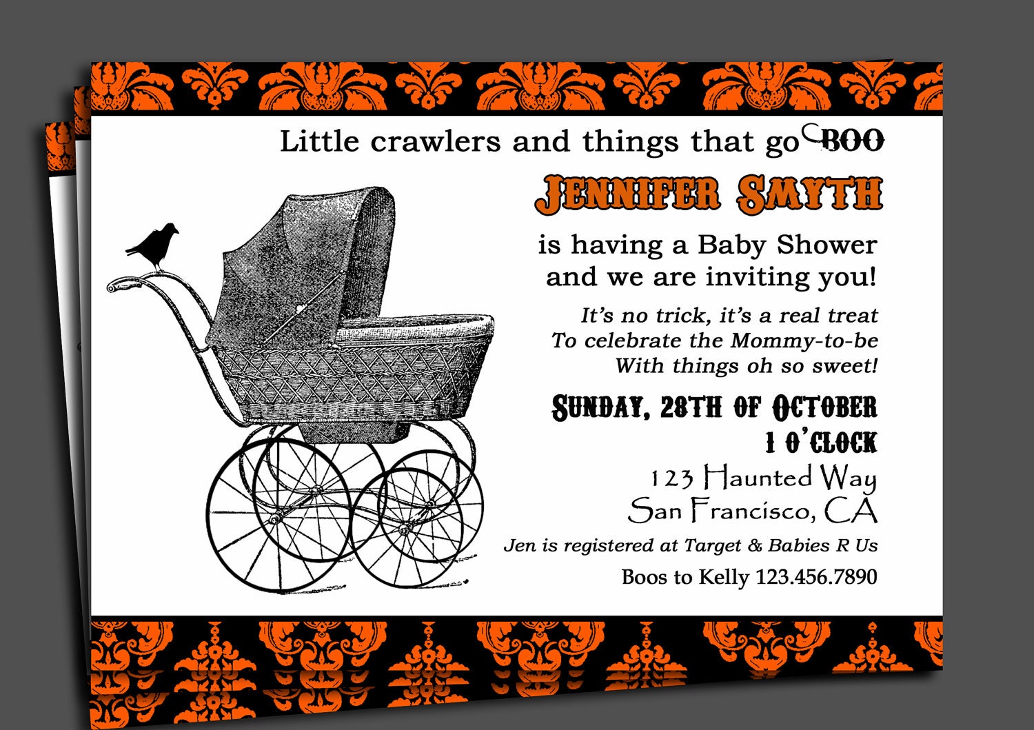 Halloween Baby Shower Invitation Printable or Printed with