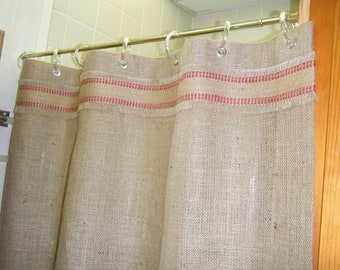 Burlap Shower Stall Curtain 37 wide X 72 long
