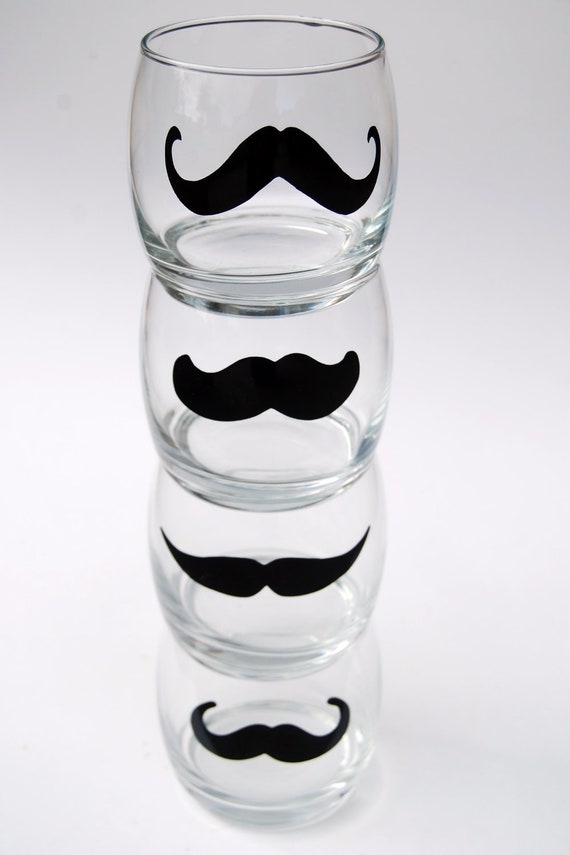 Mustache Drinking Glass set of Four select from eight