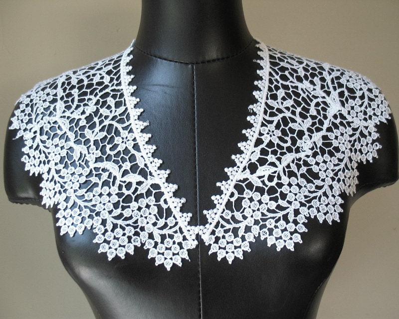 Vintage White Schffli Lace Bertha Collar by ShurleyShirley on Etsy