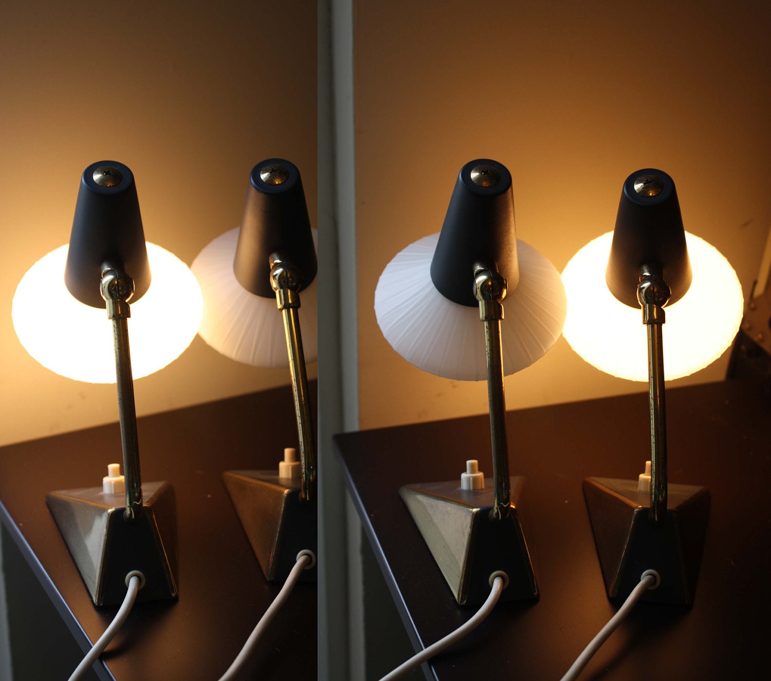 Vintage Lamps. Pair of Quirky Midcentury Small Bedside Lamps