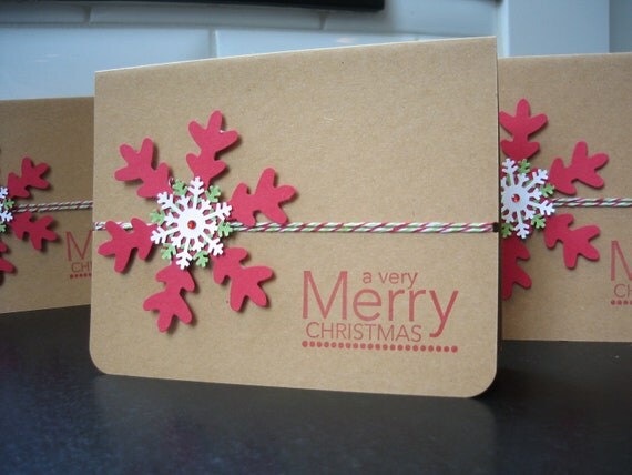 cards xmas unique apaperaffaire Set Handmade Snowflake 5 Christmas Cards by of Kraft