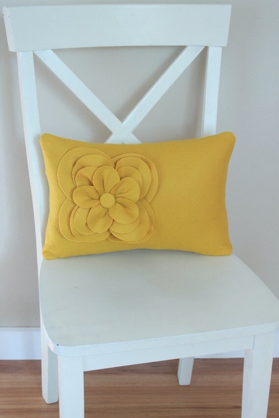 Items similar to Mustard Pillow with Large Flower on Etsy