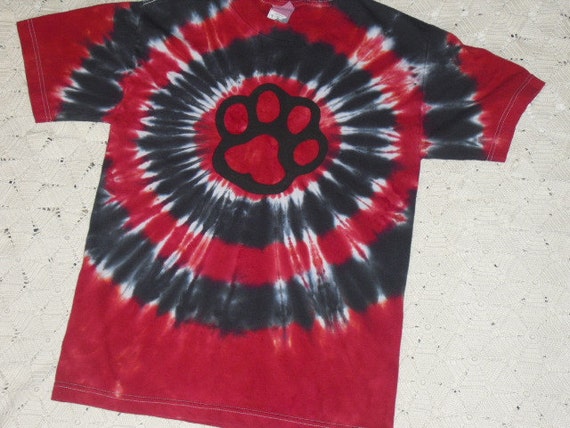 Tie dye shirt adult small Paw in red and black All by BrisTieDyes