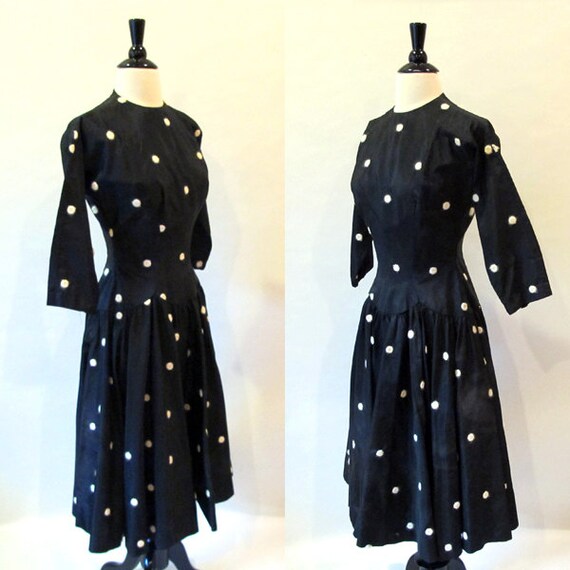 Reserve for Sabine/ Polka Dot Dress 50s Swing Dress Full