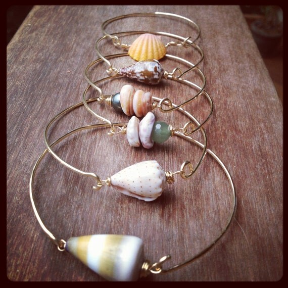 Shell Bangles Clasp Style 14K Gold Filled and Sterling Silver