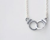 Antique Silver Handcuff Necklace. Handcuff Pendant. Silver Handcuff. Fifty Shades Of Grey. Layering Necklace.Trendy Modern. Celebrity Style