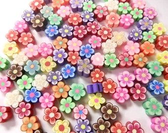 100 8mm Fimo Polymer Clay Flower Shaped Beads Variety Assorted Colors Flowers