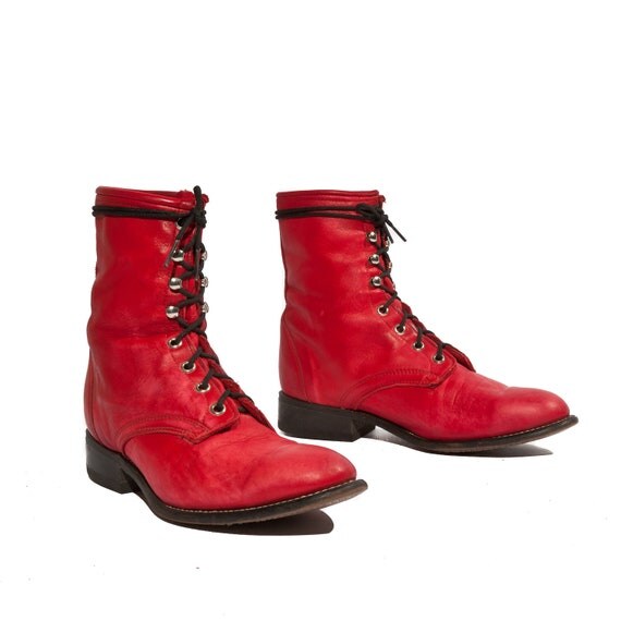 Cherry Red Lacers by Laredo Lace up Roper Boots Women's by ShopNDG