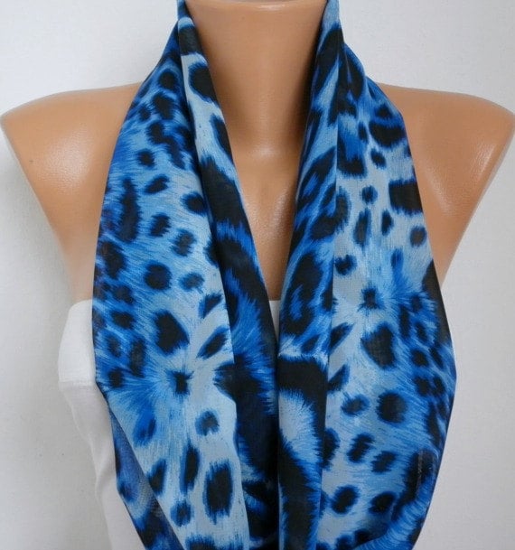 Items similar to Blue Leopard Print Infinity Scarf Passover Hanukkah