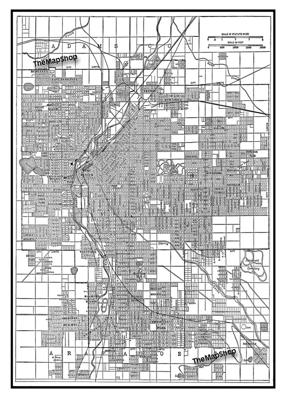 1944 Denver Street Map Vintage 11x14 Print Poster by TheMapShop