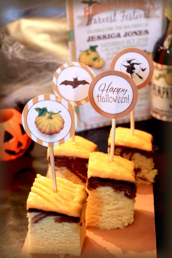 Happy Halloween Party Circles - INSTANT DOWNLOAD - Printable Witch, Pumpkin, Halloween Cupcake Topper Decorations by Sassaby Parties Il_570xn