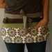 Utility Apron/Teacher Apron with 8 pockets and loop in brown green and off white fabrics