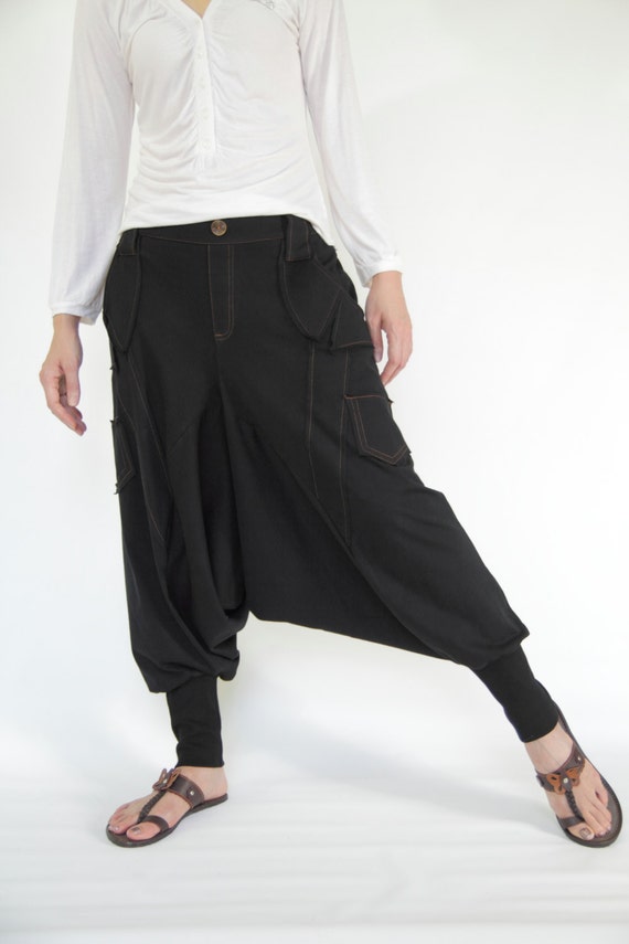Ninja pants black cotton SP01-BL by smileclothing on Etsy