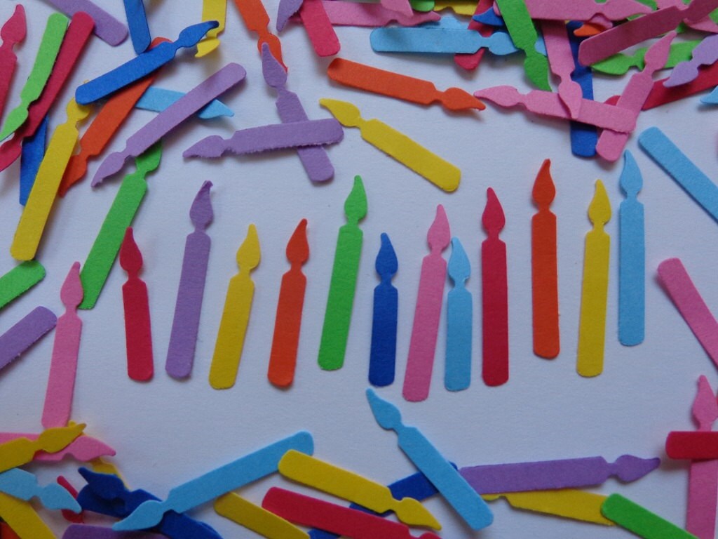 200 Bright Mix of Birthday Candles Die Cuts by SewPrettyInVermont