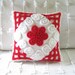 red chenille pillow cover 12 X 12 RED ROSE cushion cover Christmas pillow vintage chenille