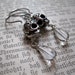 Silver Skull earrings in with Hammered Sterling Silver Hoops and Glass Tears. Momento Mori