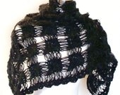 Crochet Shawl in Charcoal Black / Crochet Shrug Bolero / Winter Accessories on Sale Shawl