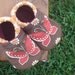 LAST PAIR - Baby Shoes for Girls w/ Butterflies - Red, Orange and Brown - Custom Sizes 0-18 months