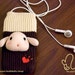iPhone Cases, Sock Phone Case for iPhone/iPod Touch/Cellphones, Beige Marshmallow Puppy Sock Doll on Brown Sock Cozy