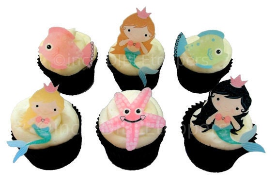 Mermaid Cupcake Toppers And Cake Decorations Edible Image