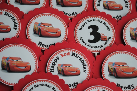 Cars Theme - Lightning McQueen Cupcake Toppers