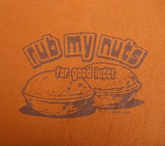 vintage rub my nuts for good luck tee shirt m adult humor
