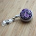 Purple Flower Bird Retractable ID Badge Holder