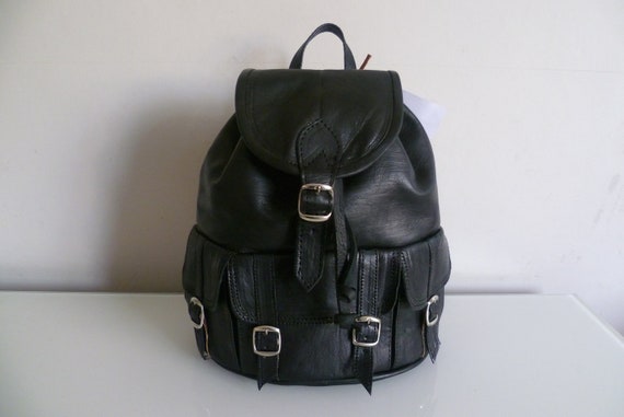 Items similar to Black leather backpack Small on Etsy