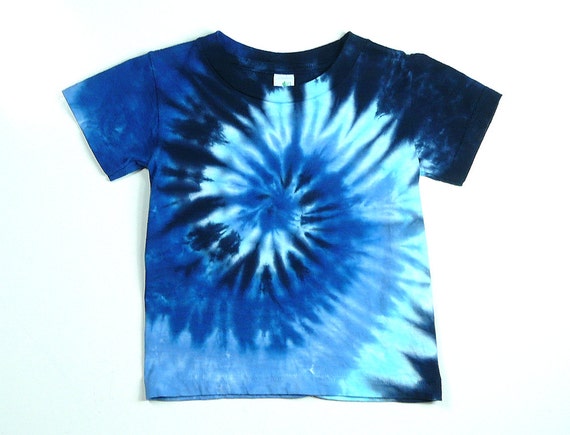 Toddler Shirt / Blue Tie Dye / Cotton Tee / Spiral Design