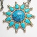 Vintage Glass Turquoise Sun Pendant Necklace 70s