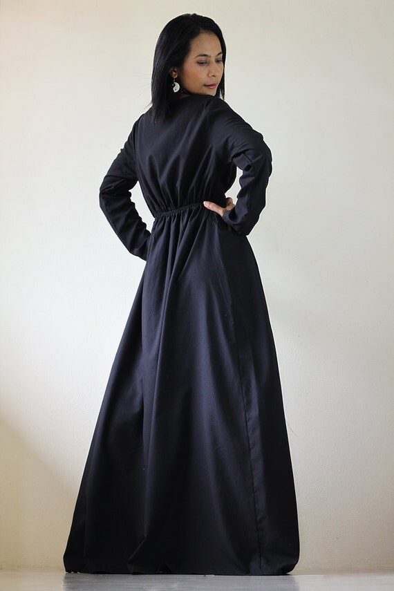 Long Maxi Dress Black Long Sleeve dress : Feel Good
