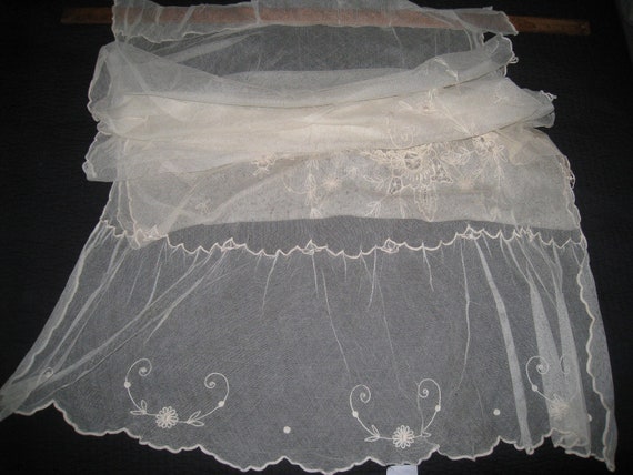 Victorian Lace and Cotton Net Curtain Vintage