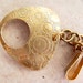 Etched Brass Clasp with Hook, Triangle with Steampunk Circles, 1.5"