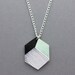 Geometric Hexagon Shape Stripe Necklace (Mint - Black) - Modern Handmade Jewellery