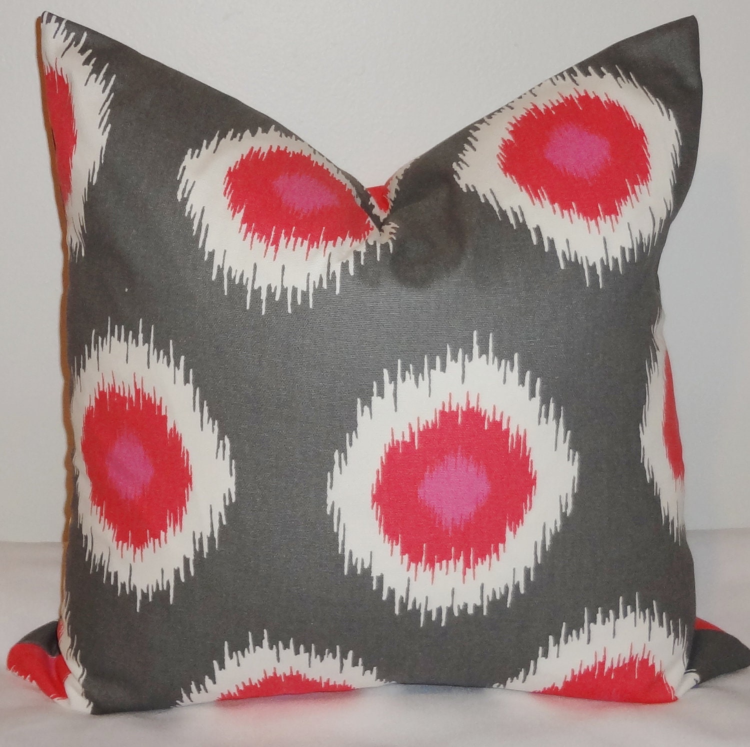 Decorative Pillow Cover Hot Pink & Grey Ikat Pillow by HomeLiving