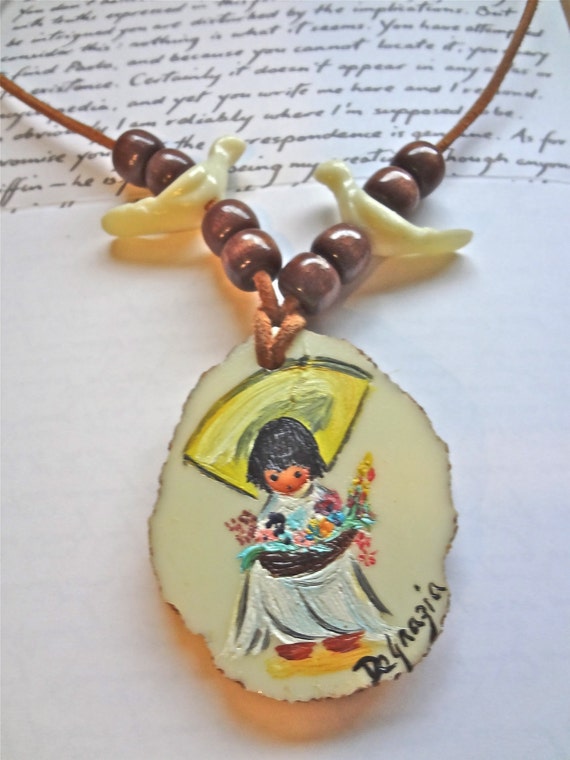 Vintage Necklace Autographed by Degrazia by RighteousRecycling