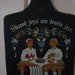 RESERVED Mid Century Kitchen Paddle Pennsylvania Dutch/German Couple Kitsch Wooden Cutting Board Trivet