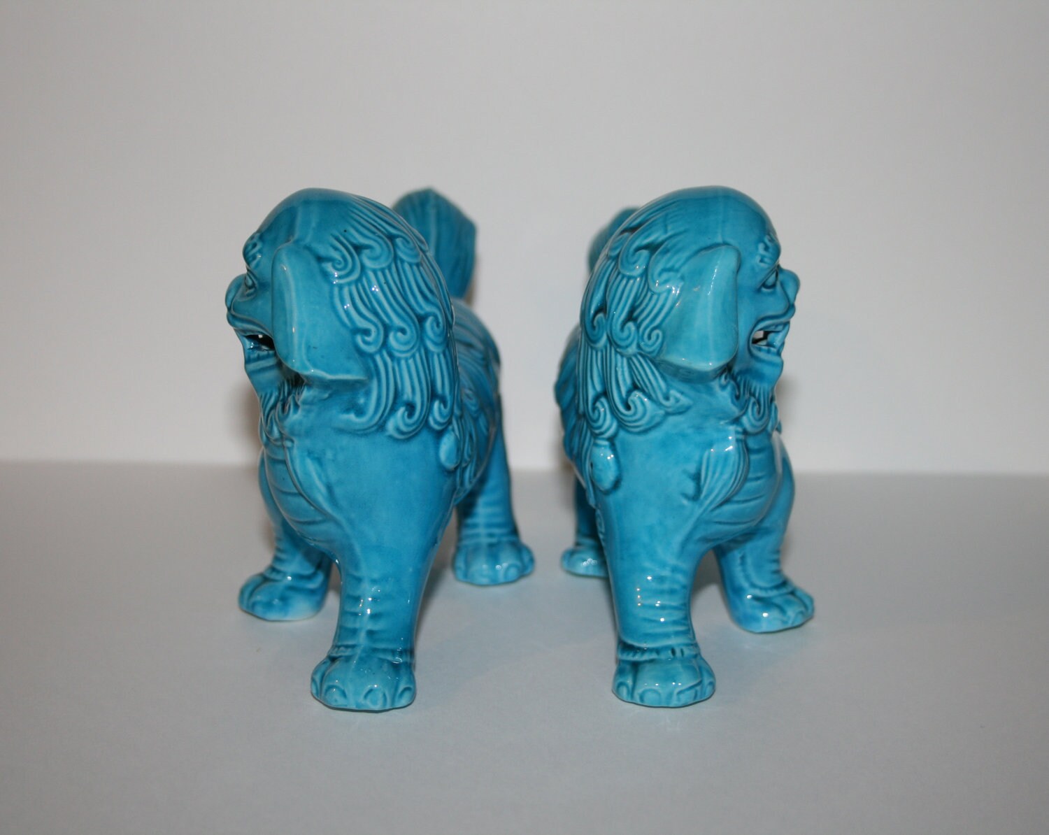 Vintage Foo Dogs Turquoise Blue Chinese Foo Dog or Temple